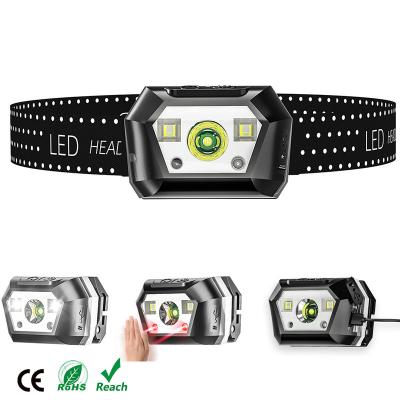 China New XPG LED Head Torch Mini COB Outdoor Adjustable Headlamp USB Sensor Mode Camping Rechargeable Running and Fishing for sale