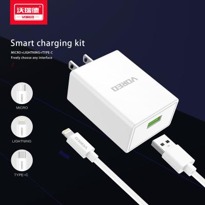 China VORED Speed ​​Brand USA Plug Mobile Phone 18w 15w Adapter QC 3.0 Fast Charging Charger For Smart Phone Use for sale