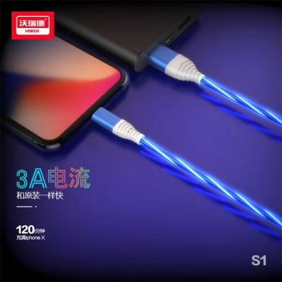 China Fast Charging Speed ​​Best Selling Dongguan Led Cable LED Magnetic Charging Flowing Visible Data Cable For iPhone Charger for sale