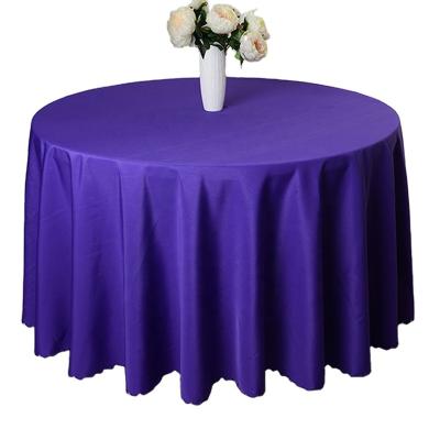 China Oilproof Solid Dark Purple Round Table Cloth Wedding Fabric for sale