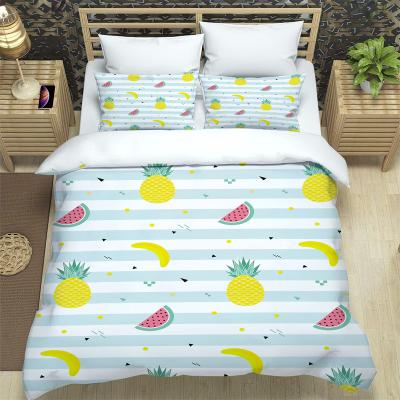 China Pineapple Fruit Design Anti-Static Duvet Cover 3D Printed Bedding Set For Kids Teens Adults Microfiber Soft Bedding Blanket With Zipper for sale