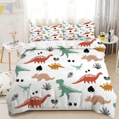 China Anti-Static Cotton Fabric Bedding Comforters Covers Pillowcases 3 Pcs Set With Dinosaurs For Kids Bed Bedding Sets for sale