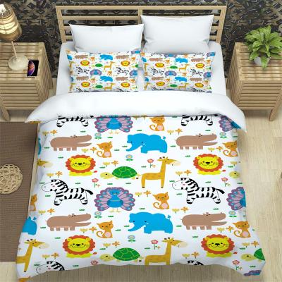 China Anti-Static Bedding Set for Kids Girls and Boys Jungle and Animals Print Include Comforter Cover Soft Microfiber Pillowcase for sale