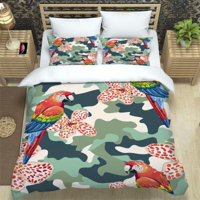 China Parrot Design Anti-Static Bedding Comforter Blanket And Pillow Cover 3 Piece Set For Spring And Summer Promotion for sale