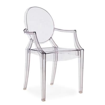 China PC Hotel Cooling Plastic Chair With Arm Wholesale Plastic Restaurant Chairs for sale