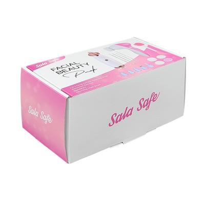 China Pink Recyclable Flat Pack Packaging Boxes For Electric Cleansing Tool Kit for sale