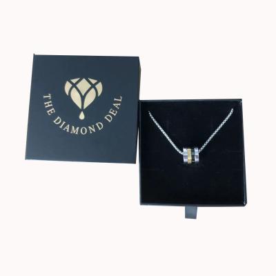 China Custom Logo Necklace Gift Box with Environmental Printing and Gold Foil Printing for sale