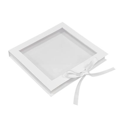 China Square Cardboard Display Box Recycled Magnetic Closure Gift Box With Clear Window for sale