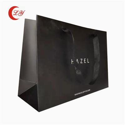 China Eco-Friendly Black Gift Paper Bags with Your Own Logo Made in from Recycled Materials for sale