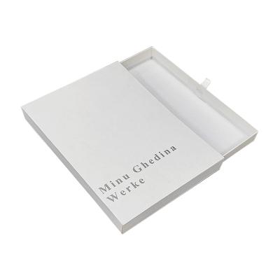 China white box with texture pattern simple elegant with logo silver shiny cardboard drawer jewellery  small gift packaging for sale