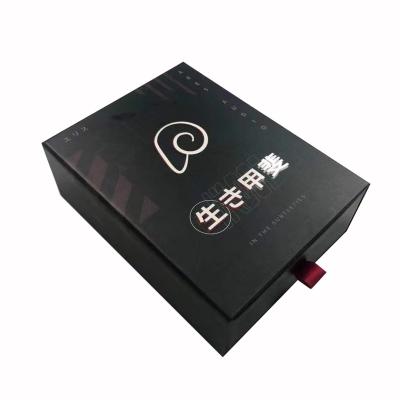 China Customize Slid Drawer Paper Box Packaging Gift Box Package Black Gift Box With EVA Insert for sale