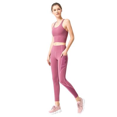 China Spandex Workout Girls Sports Breathable High Waist Seamless Nylon Yoga Bra Set Pants for sale