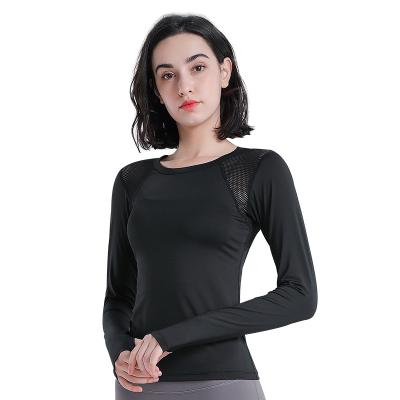 China Mesh Sports Long Sleeve Women Wicking Fitness Yoga Breathable Quick Dry Elastic Tight Top for sale