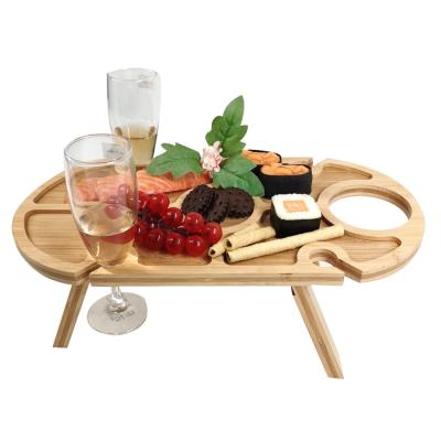 China Modern Removeable Wine and Snack Rack, Picnic Table Wine Rack, Foldable Mini Wine Glass Camping Table for sale