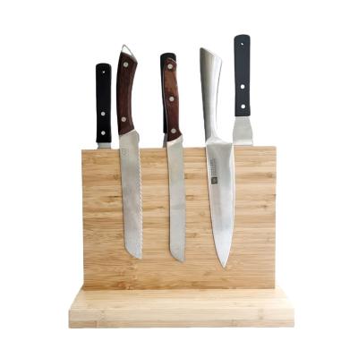 China Sustainable Wooden Magnetic Knife Holder For Kitchen Countertop Cutlery Display Rack Bamboo Magnetic Knife Block for sale