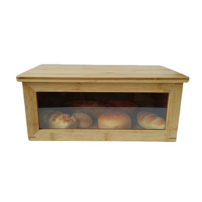 China Freshness Keeping Farmhouse Style Wooden Bread Box With Lid Kitchen Countertop Organizer Bamboo Rolltop Bread Box for sale