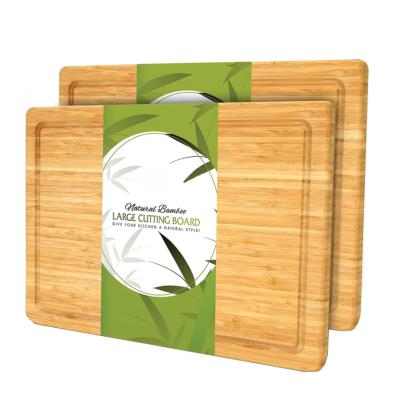 China Wholesale Viable Set Wooden Chopping Board Chopper Bamboo Blocks With Juice Grooves for sale