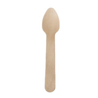 China Home restaurant hotel party factory supply 96mm woody spoon small size disposable tableware wooden cutlery spoon for dinner for sale