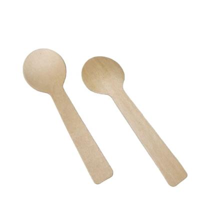 China Amazon Traditional Hot Selling Wooden Spoon 100mm Disposable Spoon Wood Cutlery For Cakes Dessert Fast Food for sale