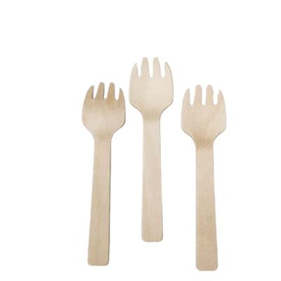 China Sustainable Restaurant Hotel Home Party Disposable Spoon 105 Mm Wooden Cutlery Spork Wooden Fork For Cheese Beef for sale