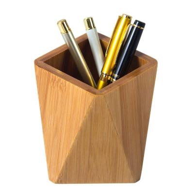 China Traditional Hot Sale Wooden Pen Organizer Bamboo Pen Pencil Holder Storage Organizer Office Table Storage Box for sale