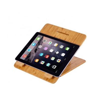 China Amazon Foldable Bamboo Laptop Stand Portable Tablet Stands Cell Phone Holder Book Stand For Reading for sale