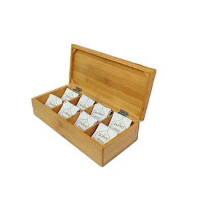 China Amazon Natural Hot Selling With 8 Compartments Wooden Bamboo Tea Chest Tea Bag Box for sale