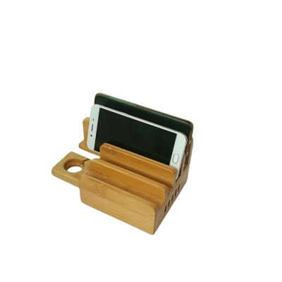 China Eco-friendly Bamboo Desktop Organizer Sustainable Docking Station For Cell Phone, Smart Watch for sale