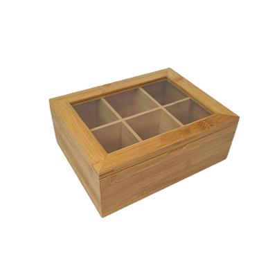 China Freshness Preservation Natural Health Organic Bamboo Tea Storage Box With Acrylic Cover for sale