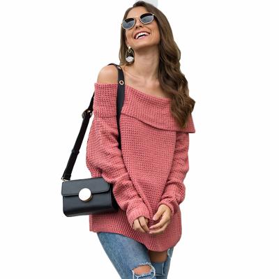 China Women's Breathable Loose Knitted Off Shoulder Sweaters Oversized Pullovers for sale