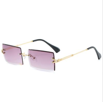 China Hot Sale Rimless Women Men Sun Glass New Trendy Small Size Rectangle Fashion Sunglasses Fit Metal Sun Glasses 2021 for sale