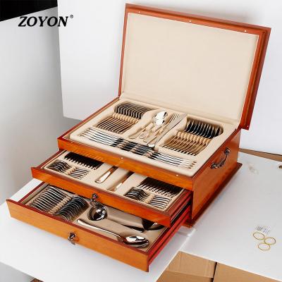 China Disposable 72pcs Stainless Steel Gold Cutlery Set for sale