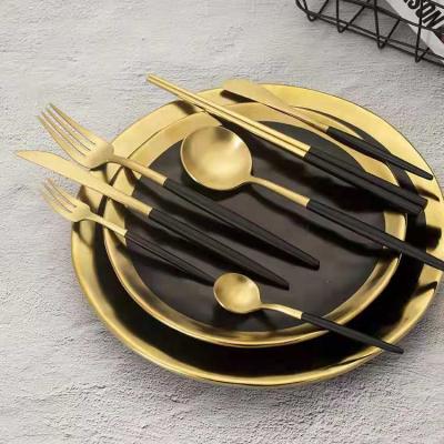 China Disposable black gold cutlery set for sale