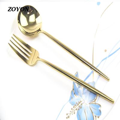 China Disposable gold spoon and fork set for wedding and hotel for sale