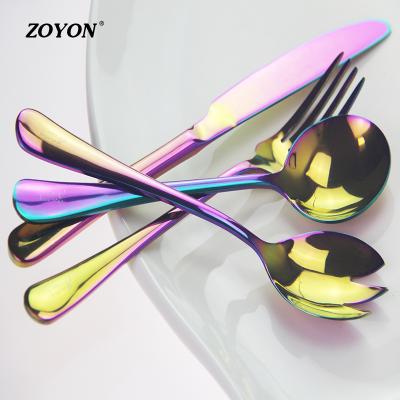 China Disposable 4pcs Rainbow Color Cutlery Set for sale