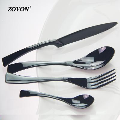 China Stock Disposable Stainless Steel Matte Gold With Black Mixing Color Cutlery for sale