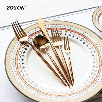 China 2022Amazon Rose Gold Disposable Hotel Cutlery Flatware Set for sale