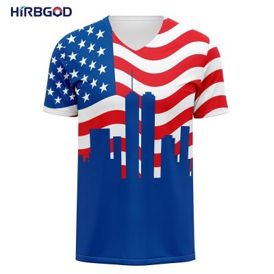 China HIRBGOD TYZ1315-65 Popular Design MTB Jersey Breathable 2021 USA New Round Sleeve V-Neck MTB Short Cycle For Men for sale