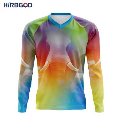 China HIRBGOD TYZ221-68 Long Sleeves Breathable V-Neck MTB Tank Top Color Elephant Pattern 2021 MTB Raglan Tank Top For Men for sale