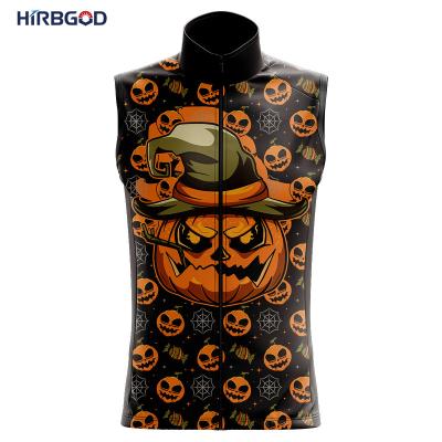 China HIRBGOD TYZ1223-25 ​​Halloween Breathable Pumpkin Ghost Pattern Team Wholesale Festival Cycling Sleeveless Custom Made Cycling Sleeveless For Men for sale