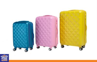 China ABS PC Zipper Grid Travel Luggage Cases with Omni-directional Wheels , Coded Lock Suitcase for sale