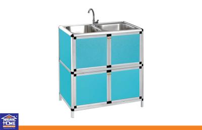 China Blue or Custom Aluminum Storage Cabinets / Kitchen Sink Cabinet With Water Faucet for sale