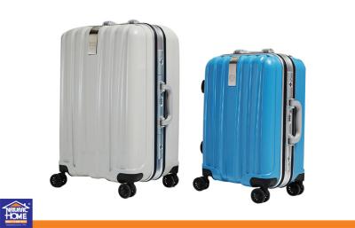 China Fashion Strip Travel Luggage Cases with ABS PC Hard Aluminium Tube , Trolley Bicycle Tire Suitcase for sale