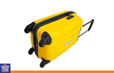 China PP Plastic Yellow Lightweight School Luggage Bags , Hard Trolley Flight Suitcase with Metal Tube for sale