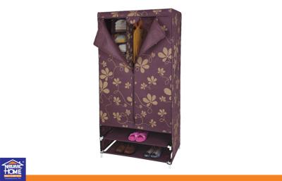 China Custom Printed Non Woven Fabrics Folding Portable Wardrobe with Two Layer Shoes Rack for sale