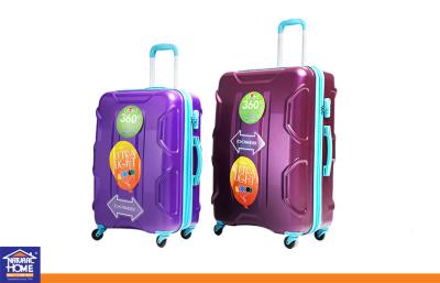 China Hard Shell 4 Wheel Travel Luggage Cases , Custom Purple Lightweight Suitcases for sale