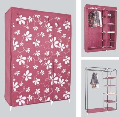 China Space Saving Clothes Storage Wardrobe with Printing Fabric Cover and Iron Tube Frame for sale