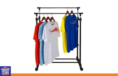 China Balcony Clothes Drying Racks with Wheels , Adjustable Clothing Hanger for Garment Store for sale