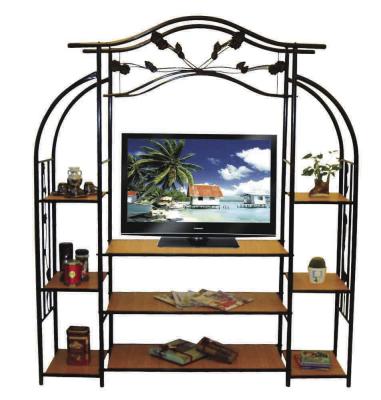 China Steady and Durable Book Shelf Living Room TV Stand Rack Trolley with Iron Art for sale