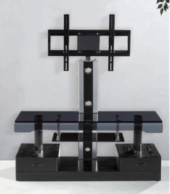 China Elegant Tempered Glass TV Stand LCD Holder with Two Drawers , Corner Modern TV Stands for sale